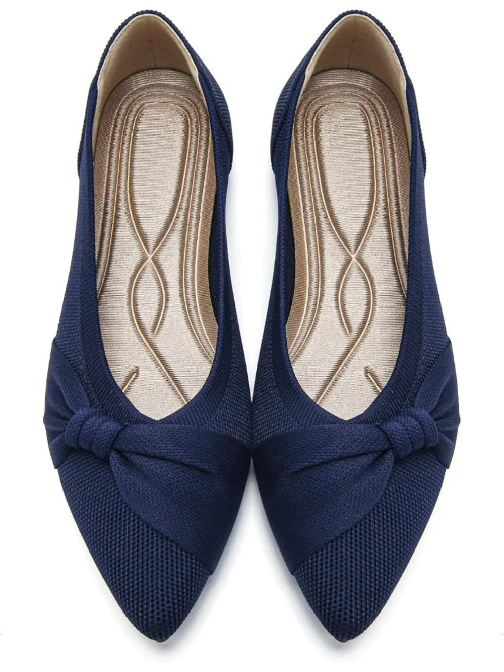 Women's Navy Mesh Comfortable Ballet Flats Pointed Toe Lightweight Casual Shoes